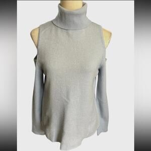 NWT Antonio Melani 100% Cashmere Cold Shoulder Gray Turtle Neck Sweater XS